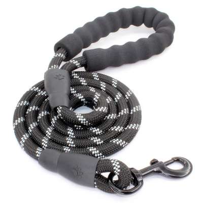 N01-0002 Durable Dog Leash Thick Nylon Pet Rope Leash with Comfortable Padded Handle and Reflective Threads Training Leash