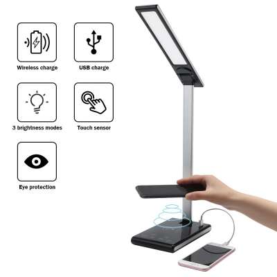 O12-0003 Led Desk Lamp with Wireless Charging, Smart Touch Lamp with USB Port 1H/2H Automatic Timing Eye-Caring