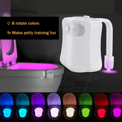 O05-0001 LED Toilet Seat Night Light Smart Motion Sensor PIR 8 Colors Changing Sensor Light for WC Toilet Bowl Toilet Light